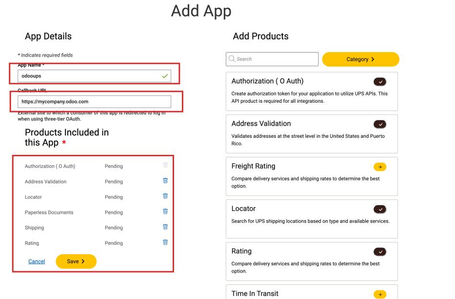 Hiển thị biểu mẫu "Add Apps", nơi chi tiết ứng dụng được cấu hình.