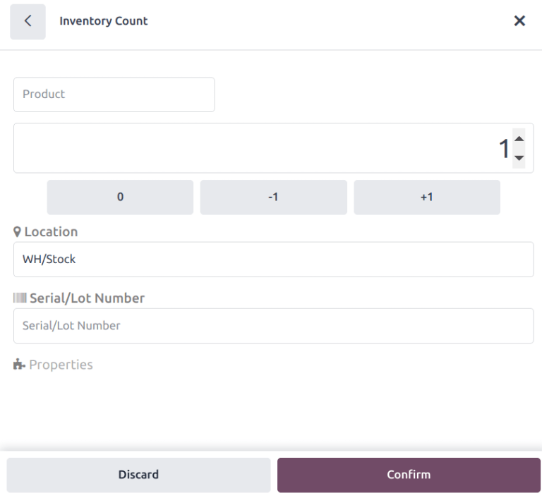 Bàn phím để thêm sản phẩm trên trang Barcode Inventory Client Action.