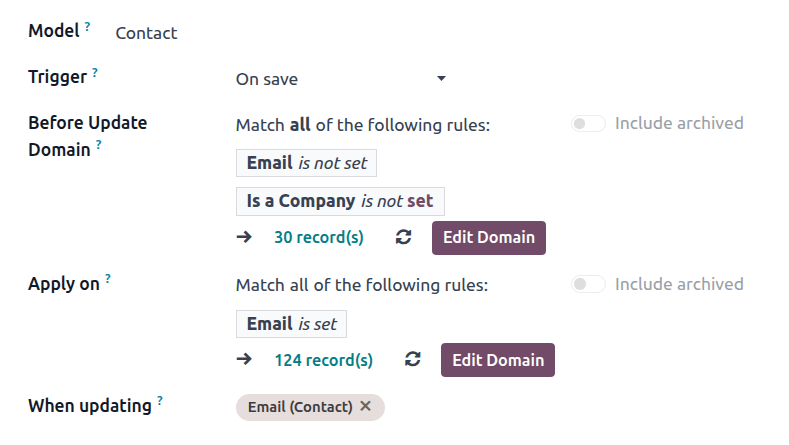 Ví dụ về trigger với Before Update Domain