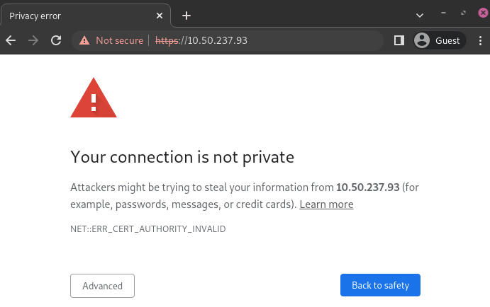 trang cảnh báo về tính riêng tư của kết nối trên Google Chrome