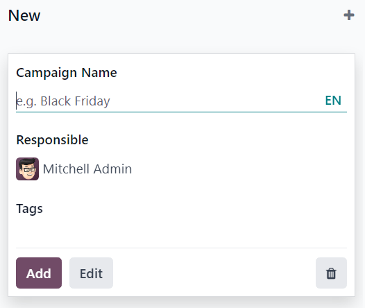 Giao diện kanban pop-up của chiến dịch trong Odoo Email Marketing