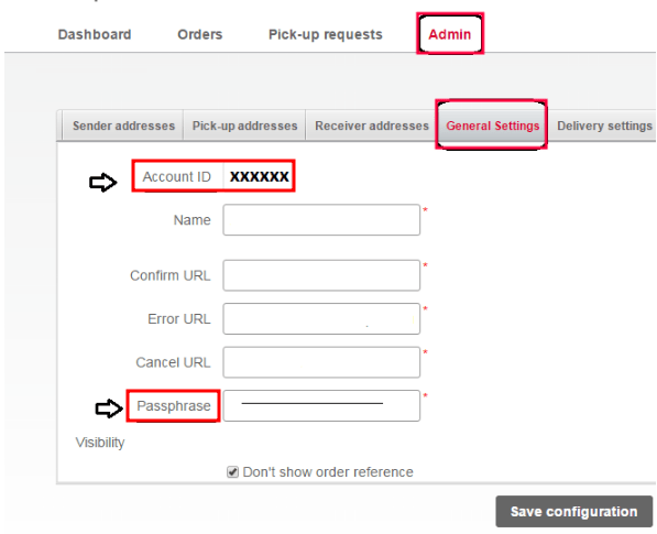Trong tab *Admin*, hiển thị ID tài khoản và mật khẩu.