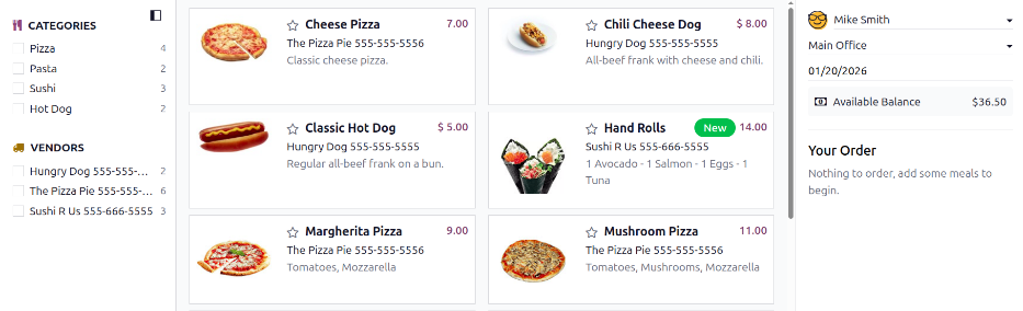 Bảng điều khiển của ứng dụng Lunch.