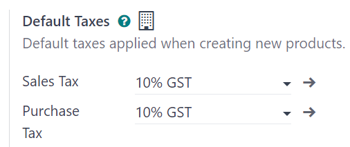 Mức thuế GST mặc định
