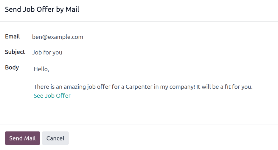 Cửa sổ bật lên email giới thiệu với nội dung email bên trong