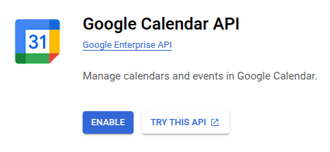 Kích hoạt Google Calendar API.