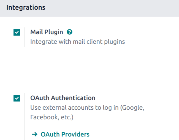 Cài đặt bật OAuth trong ứng dụng Cài đặt