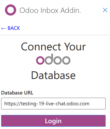 Nhập URL cơ sở dữ liệu Odoo