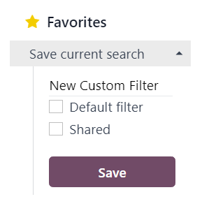 Xem menu thả xuống Yêu thích trên ứng dụng Odoo Email Marketing