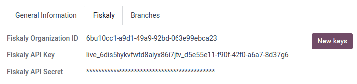 Tab đăng ký Fiskaly