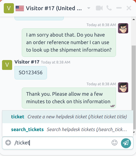 Xem kết quả tìm kiếm từ Helpdesk trong cuộc trò chuyện Live Chat.