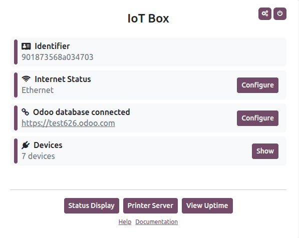 Trang chủ của IoT box