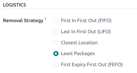 Đặt Least Packages làm chiến lược loại bỏ của vị trí