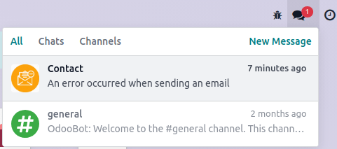 Một email được gửi tới liên hệ gặp sự cố và lỗi được hiển thị trên thanh điều hướng
