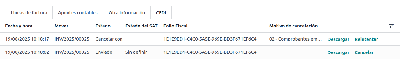 Hóa đơn cũ với nguồn CFDI.