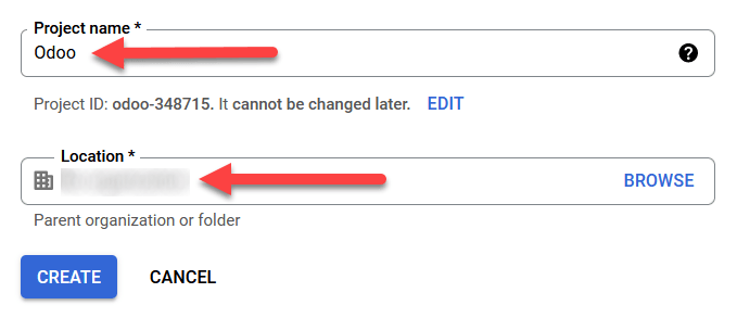 Tên dự án và vị trí cho Google OAuth