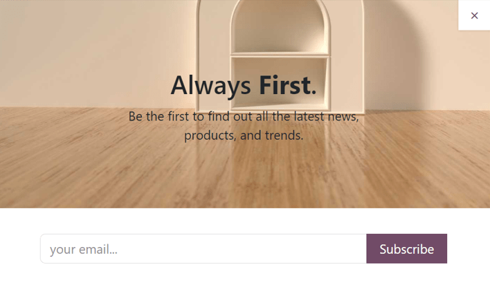 Mẫu cách khối popup bản tin hiển thị trên trang web Odoo