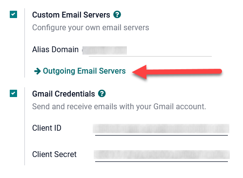Cấu hình máy chủ Email gửi đi trong Odoo.