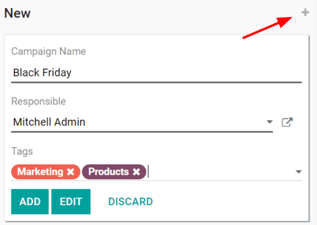 Xem tùy chọn thêm nhanh cho chiến dịch trong Odoo Social Marketing