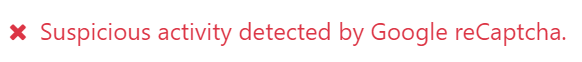 Thông báo lỗi xác thực Google reCAPTCHA