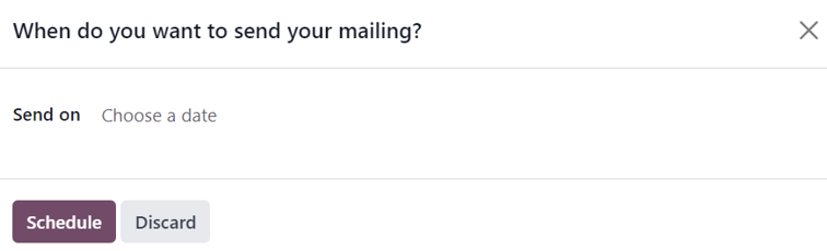 Xem cửa sổ bật lên xuất hiện khi nhấn nút Lên lịch trên mẫu email