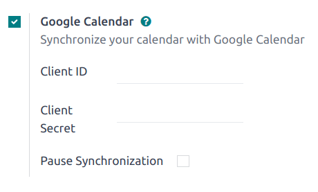 Ô chọn Google Calendar trong Cài đặt chung.