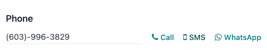Biểu tượng SMS trên mẫu thông tin liên hệ thông thường nằm trong cơ sở dữ liệu Odoo.