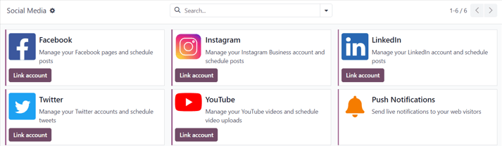 Xem trang mạng xã hội trong ứng dụng Odoo Social Marketing