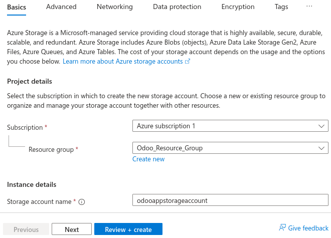 Tạo tài khoản lưu trữ Microsoft Azure