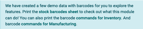 Cửa sổ bật lên yêu cầu dữ liệu demo trên màn hình chính của ứng dụng Barcode.