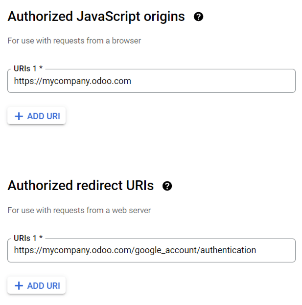 Thêm các nguồn JavaScript được ủy quyền và các URI chuyển hướng được ủy quyền