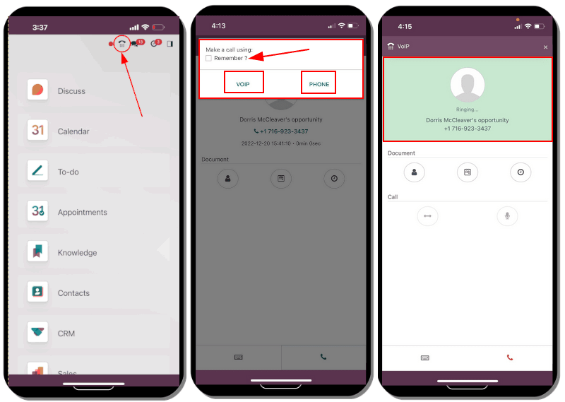 Bố cục của ứng dụng VoIP trên thiết bị di động